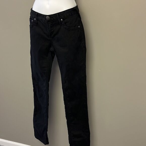 Free People Black Vertical Textured Straight 5 Pocket Button/ZipUp Jeans-Size 29 - Picture 2 of 14